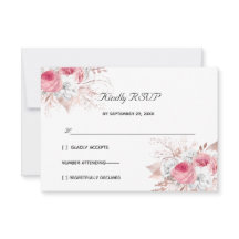 Pink White Rose Gold Floral Formal Elegant Wedding