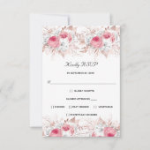 Pink White Rose Gold Floral Formal Elegant Wedding RSVP Kaartje (Voorkant)