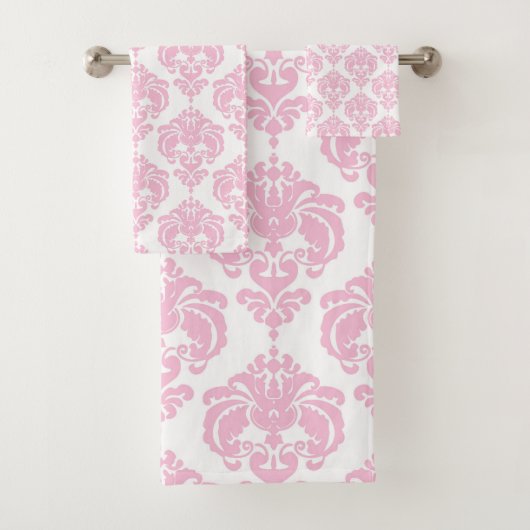 Pink & White Royal Glam Damask Girly Glam Bad Handdoek (Insitu)