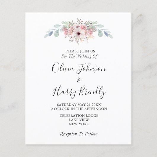 Pink White Rustic Eucalyptus Greenery Wedding Flyer (Voorkant)
