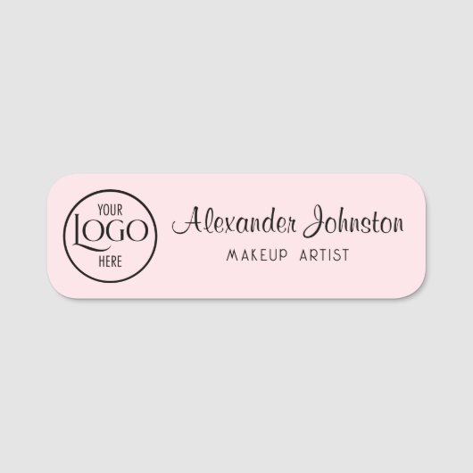 Pink & White Script Makeup Personalize Naamplaatje (Voorkant)