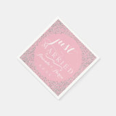 Pink White Silver Confetti Weddenschap Net getrouw Servet (Hoek)