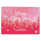 Pink White Snow Peaceful Forest kerst Nieuwjaar Groot Cadeauzakje (Achterkant)