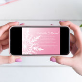 Pink White Snowflake Winter Wedding Save the Date Kaart