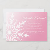 Pink White Snowflake Winter Wedding Save the Date Kaart (Voorkant)