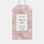 Pink White Snowflakes Christmas Rectangle Cadeaulabel (Voorkant)
