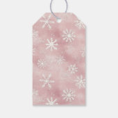 Pink White Snowflakes Christmas Rectangle   Cadeaulabel (Achterkant)