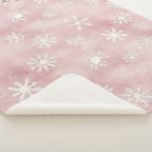 Pink White Snowflakes Christmas Sherpa Deken (3/4)