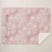 Pink White Snowflakes Christmas Sherpa Deken (Voorkant (horizontaal))