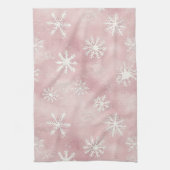 Pink White Snowflakes Christmas Theedoek (Verticaal)
