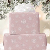 Pink White Snowflakes Pattern Christmas Holiday Cadeaupapier