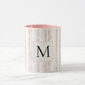 Pink White Snowflakes Stripes Monogram Mok (Midden)