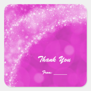 Pink & White Sparkle Assepoester Elke partij bij e Vierkante Sticker