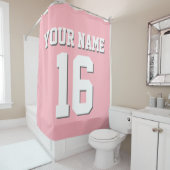 Pink White Sports Jersey Team Jersey Douchegordijn (In situ)