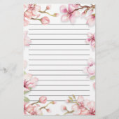 Pink White Spring Floral Lined Briefpapier (Voorkant)