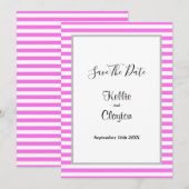 Pink/White Strepen Trouwdag Kaart (Voorkant / Achterkant)