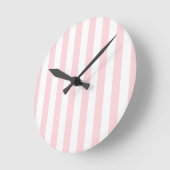 Pink & White Stripe Clock Ronde Klok (Hoek)