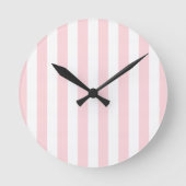 Pink & White Stripe Clock Ronde Klok (Voorkant)
