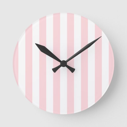 Pink & White Stripe Clock Ronde Klok (Voorkant)