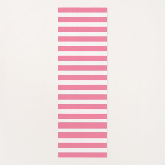 Pink & white striped yoga mat (Voorkant)