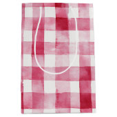 Pink White Stripes Birthday Medium Cadeauzakje (Voorkant)