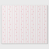 Pink White Stripes + Hearts Wrapping Paper Cadeaupapier (Vlak)