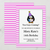 Pink/White Stripes omhuld Funny Birthday Party Kaart (Voorkant / Achterkant)