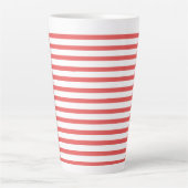 pink & white stripes – pink-weiß gestreift latte mok (Voorkant)