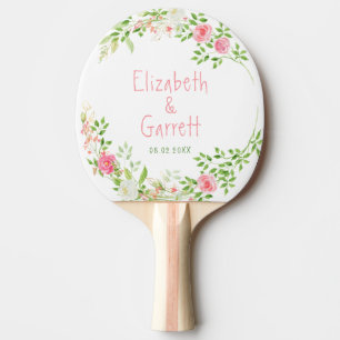 Pink White Summer Florals Weddenschap Tafeltennisbatje