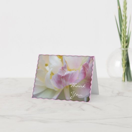 Pink & White Tulip Flower Blossom Thank You Bedankkaart (Voorkant)