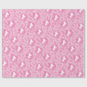 Pink & White Unicorn Floral Leaf Pattern Cadeaupapier (Vlak)