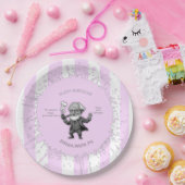 Pink White Vertical Stripe Freud Cartoon Center Papieren Bordje (Feest)