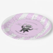 Pink White Vertical Stripe Freud Cartoon Center Papieren Bordje (Gekanteld)