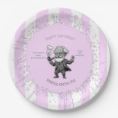 Pink White Vertical Stripe Freud Cartoon Center Papieren Bordje (Voorkant)