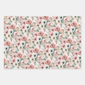  Pink White Watercolor Striped Polka Dots Inpakpapier Vel (Voorkant)