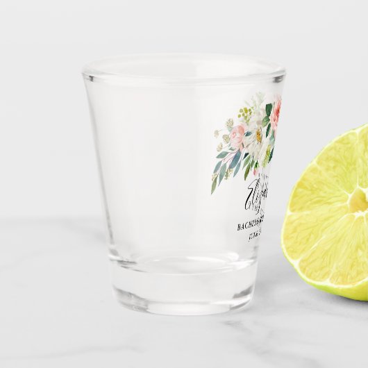 Pink White Waterverf Floral Bachelorette Party Shot Glas (Links)