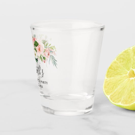 Pink White Waterverf Floral Bachelorette Party Shot Glas (Rechts)