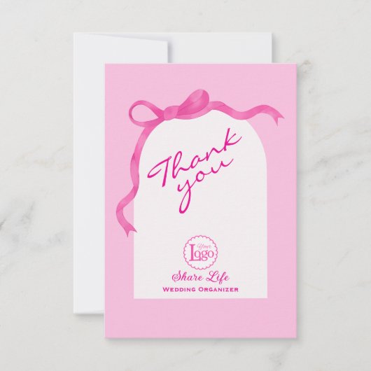Pink White Wedding Organizer Business Thank you (Voorkant)