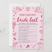 Pink Who Knows The Bride Best Bridal Shower Game Kaart (Voorkant)