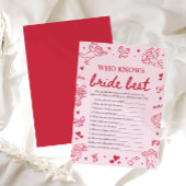 Pink Who Knows The Bride Best Bridal Shower Game Kaart