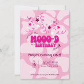 Pink Who's in the MOOO-D Cow Print 1st Birthday Kaart (Voorkant)