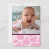 Pink Who's in the MOOO-D Cow Print 1st Birthday Kaart (Achterkant)