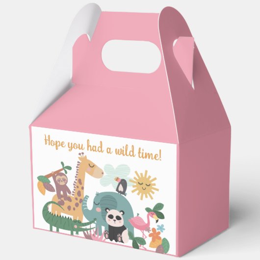 Pink Wild Animal Birthday Bedankdoosjes (Voorkant)