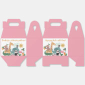 Pink Wild Animal Birthday Bedankdoosjes (Ongevouwen)