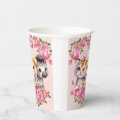 Pink WIld Animal Girl's Baby shower Uitnodiging Papieren Bekers (Rechts)