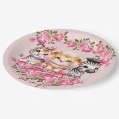Pink WIld Animal Girl's Baby shower Uitnodiging Papieren Bordje (Gekanteld)