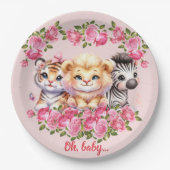 Pink WIld Animal Girl's Baby shower Uitnodiging Papieren Bordje (Voorkant)