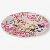 Pink WIld Animal Girl's Baby shower Uitnodiging Papieren Bordje (Gekanteld)