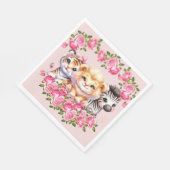 Pink WIld Animal Girl's Baby shower Uitnodiging Servet (Hoek)