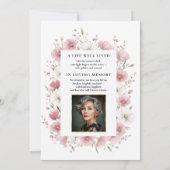 Pink Wild Flowers Funeral Invitation Kaart (Achterkant)